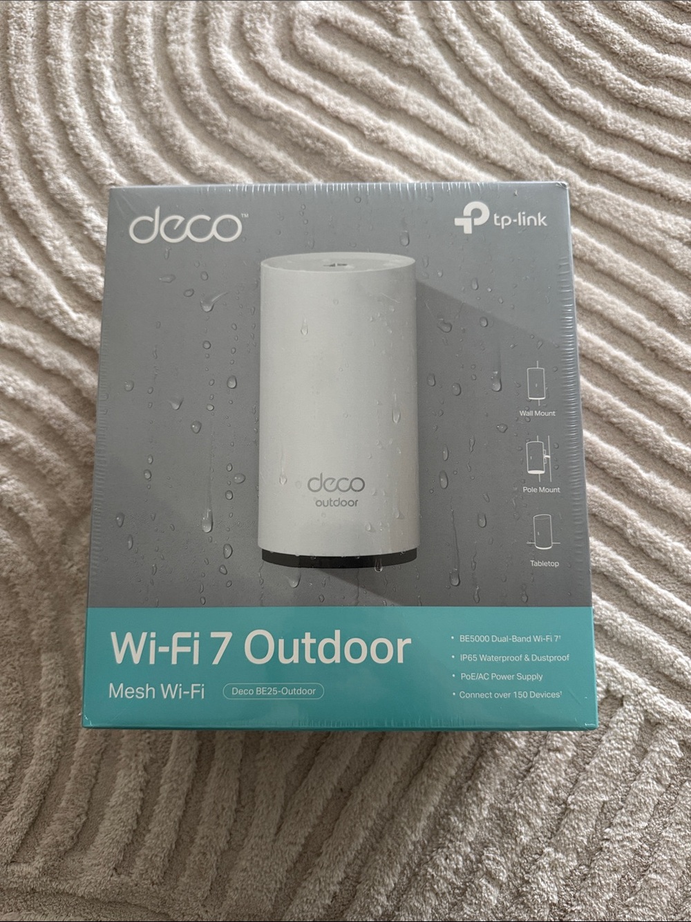 TP-Link Deco Wi-Fi 7 Outdoor Mesh Router - White with Teal Accent
